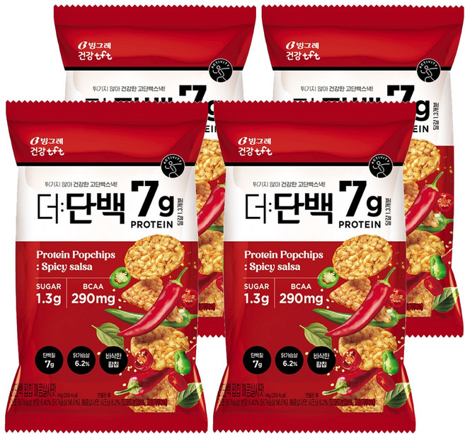더단백 빙그레 건강tft 팝칩 매콤살사맛, 4개, 44g