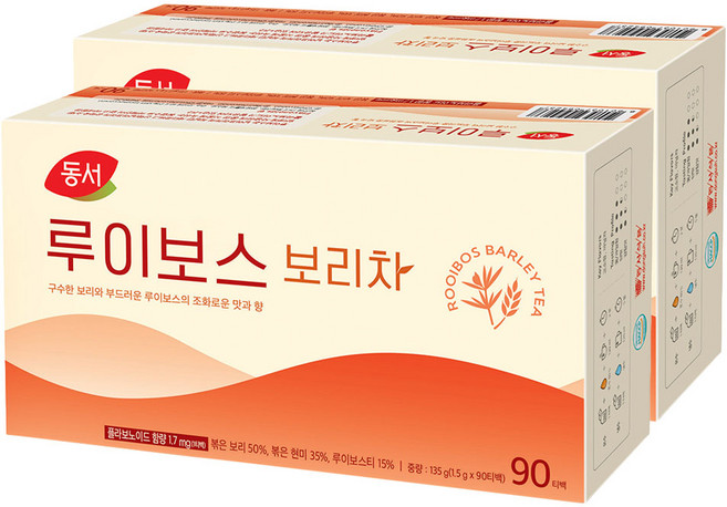 동서 루이보스 보리차 티백, 1.5g, 90개입, 2개