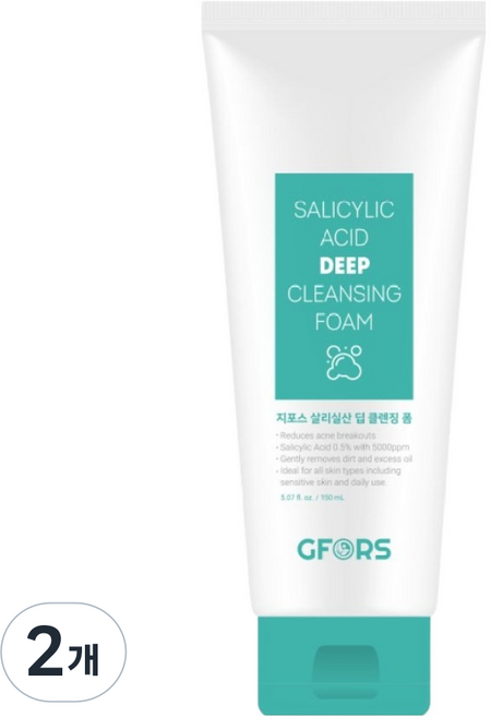 지포스 살리실산 지성 피부 딥 클렌징 폼, 2개, 150ml