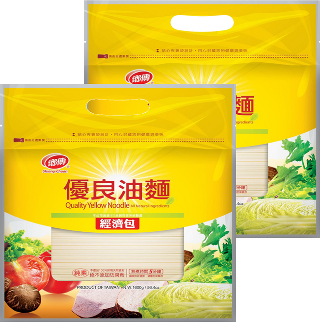 鄉傳 優良油麵 經濟包, 1.6kg, 2袋