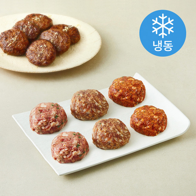 요리락 정통 한돈 모둠 떡갈비 갈비맛 150g x 2개입 + 매콤맛 150g x 2개입 + 야채맛 150g x 2개입 세트 (냉동), 1세트