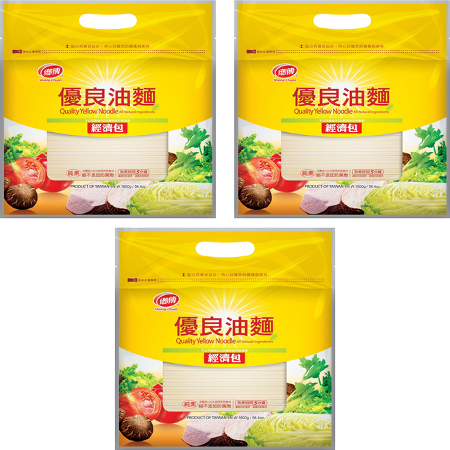 鄉傳 優良油麵 經濟包, 1.6kg, 3袋