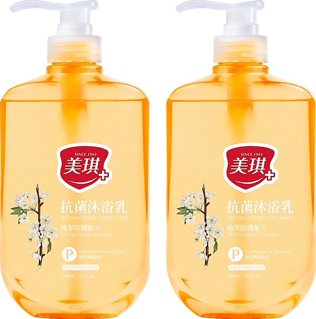 美琪 抗菌沐浴乳 梨花與風鈴草 三重植萃防護配方, 680ml, 2瓶