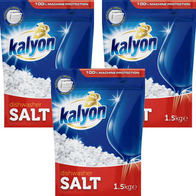 kalyon 洗碗機軟化鹽, 3包, 1.5kg