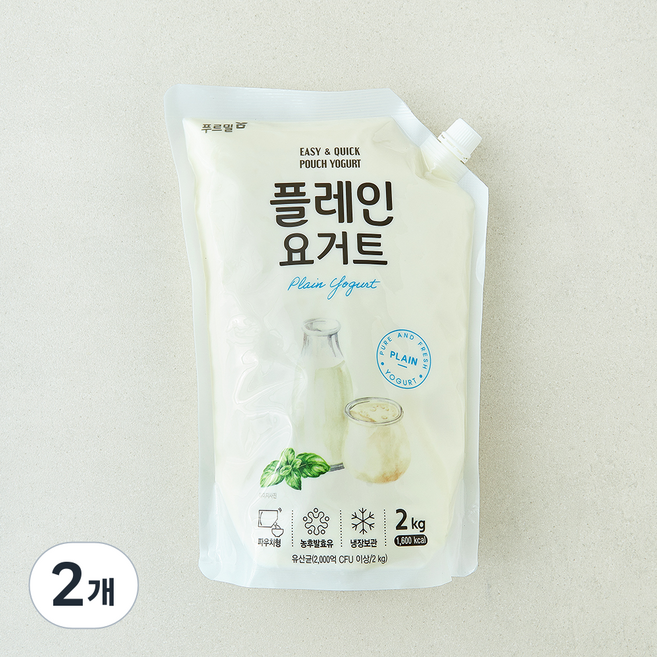 푸르밀 플레인 요거트, 2kg, 2개, 1개입