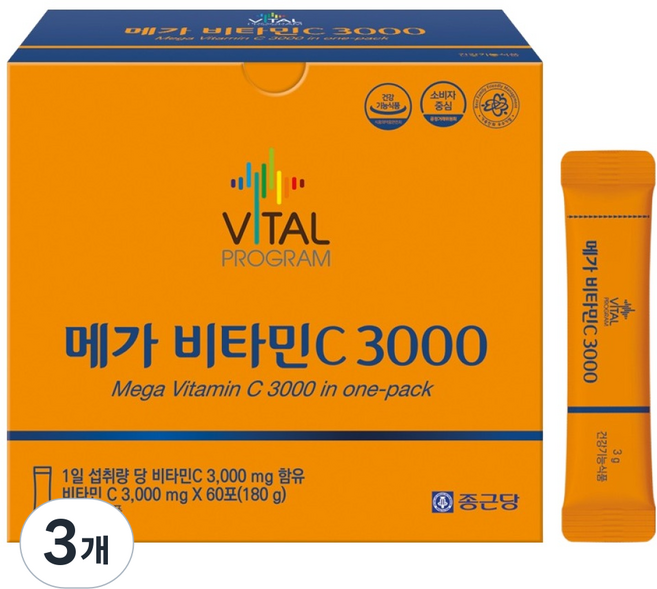바이탈프로그램 메가비타민C 3000 60p, 180g, 3개