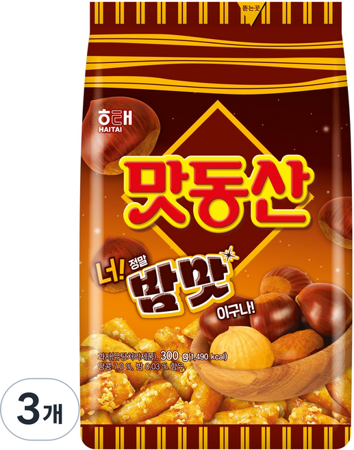 해태제과 맛동산 밤맛, 300g, 3개