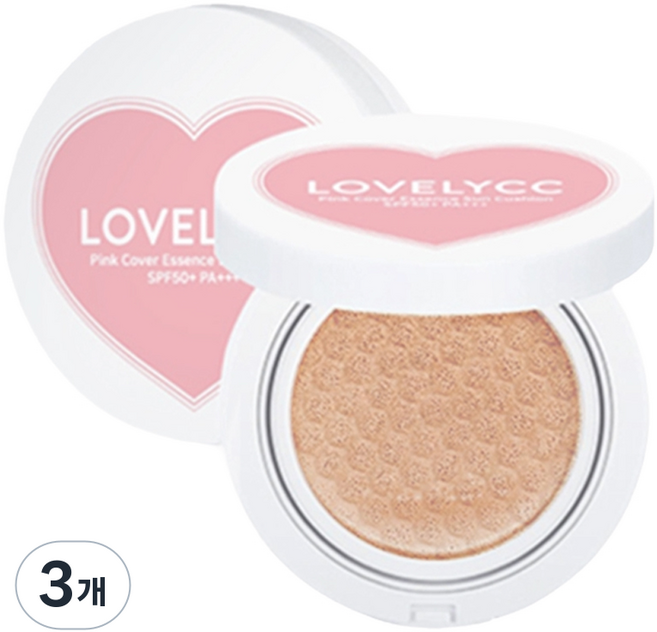 러블리씨씨 핑크 커버 에센스 선쿠션 SPF50+ PA+++ C17, 15g, 3개