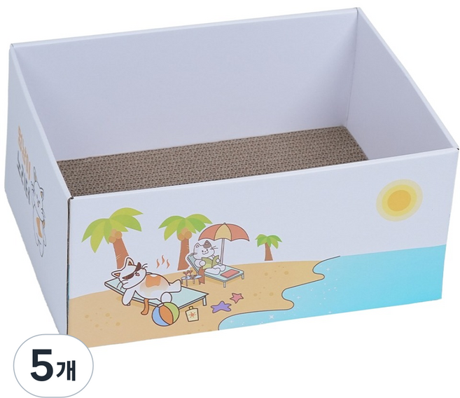 멍냥이노리터 고양이 숨숨박스 스크래쳐, 해변, 5개