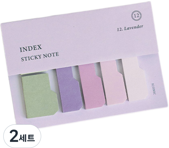 아이코닉 인덱스 점착 메모지 30p 세트 05-12, 12 LAVENDER, 2세트