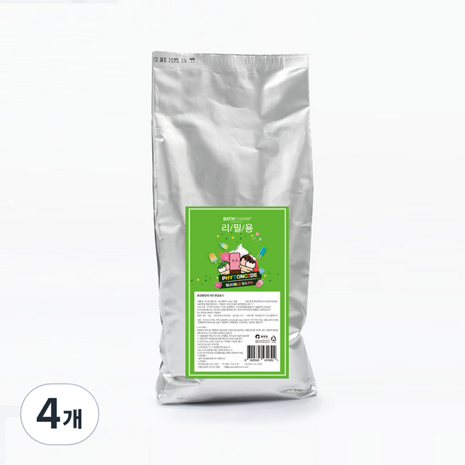 바스참 크림버블바스 거품 입욕제 피톤치드 리필용, 1kg, 4개