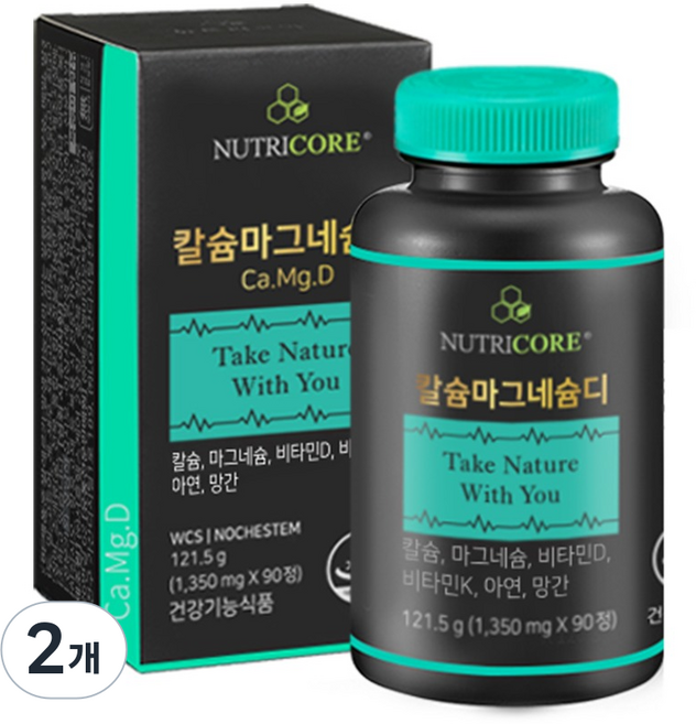 뉴트리코어 칼슘마그네슘디 121.5g, 90정, 2개