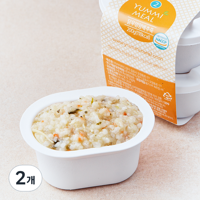 얌이밀 중기 이유식 닭우엉 양배추 죽 이유식, 200g, 2개