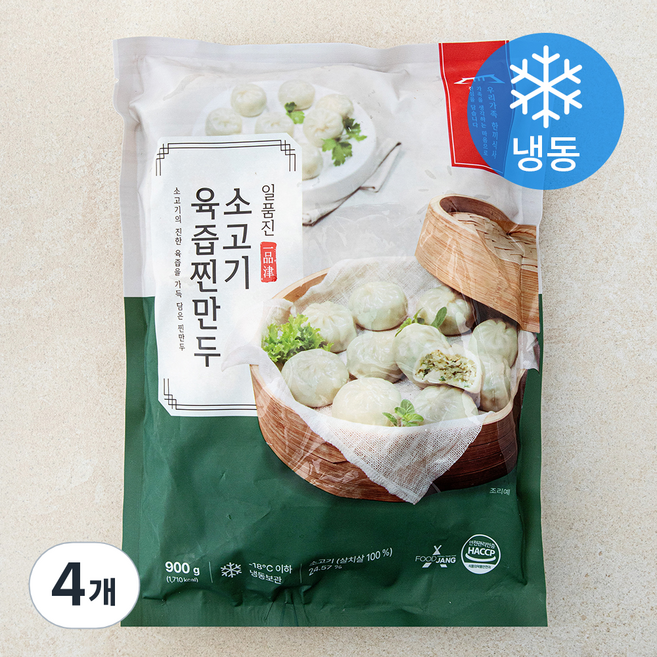 일품진 소고기 육즙찐만두 (냉동), 900g, 4개