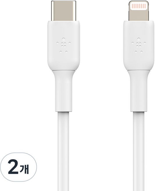 벨킨 부스트업 USB-C to 라이트닝 고속 충전 케이블, 2m, 화이트, 2개