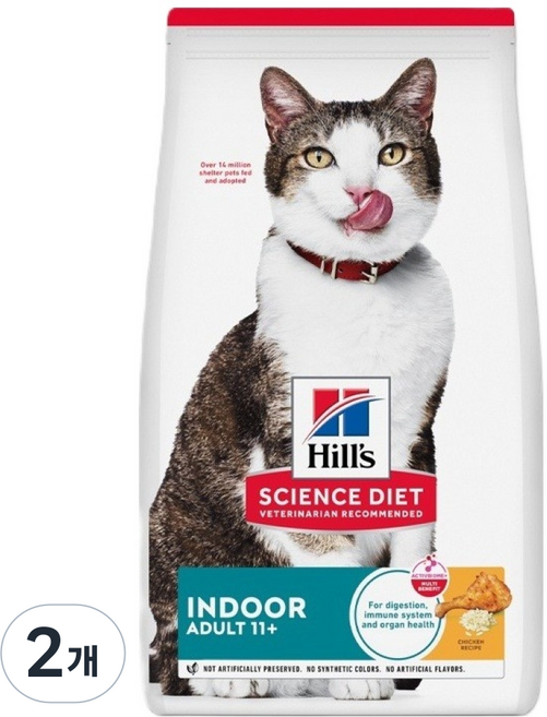 힐스사이언스다이어트 고양이 어덜트 11+ 인도어 치킨 레시피, 1.58kg, 2개, 닭