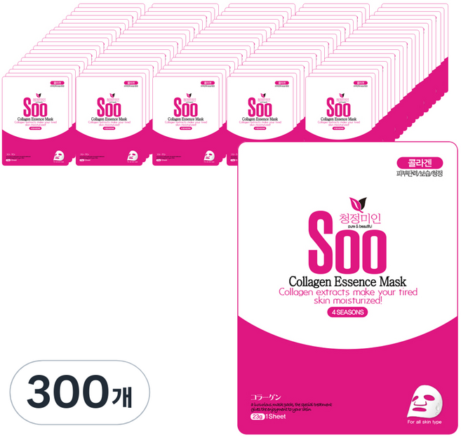 청정미인 에센스 콜라겐 마스크팩, 1개입, 300개