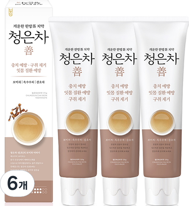 2080 청은차 청쾌한차 치약, 120g, 6개