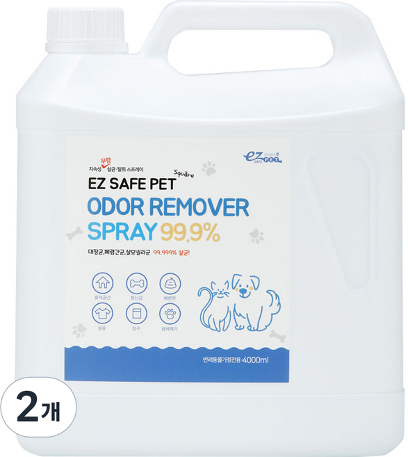 이지세이프펫 스퀘어 탈취제 무향, 4L, 2개