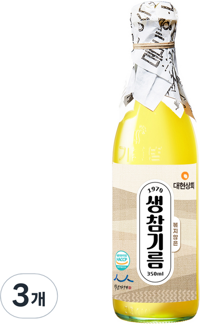 대현상회 볶지않은 생참기름, 3개, 350ml