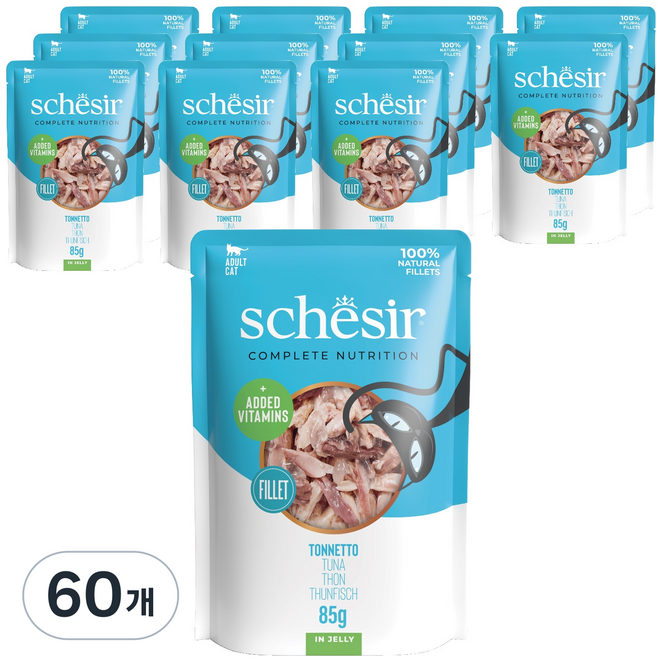 스케지어 어덜트 고양이 주식 파우치, 85g, 60개, 참치