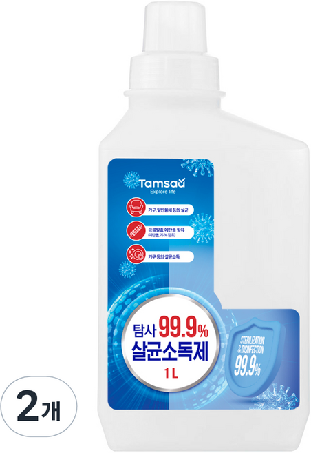 탐사 곡물발효에탄올 함유 살균 소독제, 2개, 1L