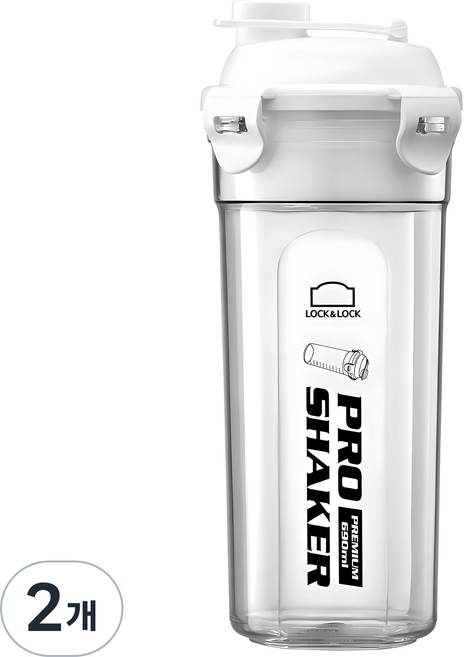 프로쉐이커 프리미엄 트라이탄 쉐이커, 클리어화이트, 690ml, 2개