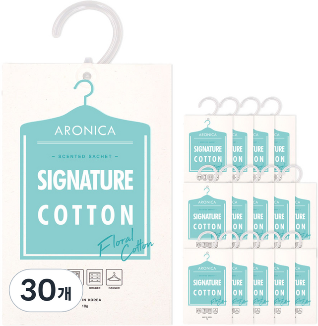 아로니카 센티드 샤쉐 옷걸이형 옷장 방향제, 18g, 30개, 시그니처코튼