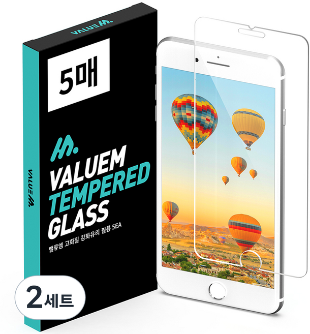 밸류엠 고화질 9H 강화유리 아이폰 액정보호필름 5p 세트, 2세트