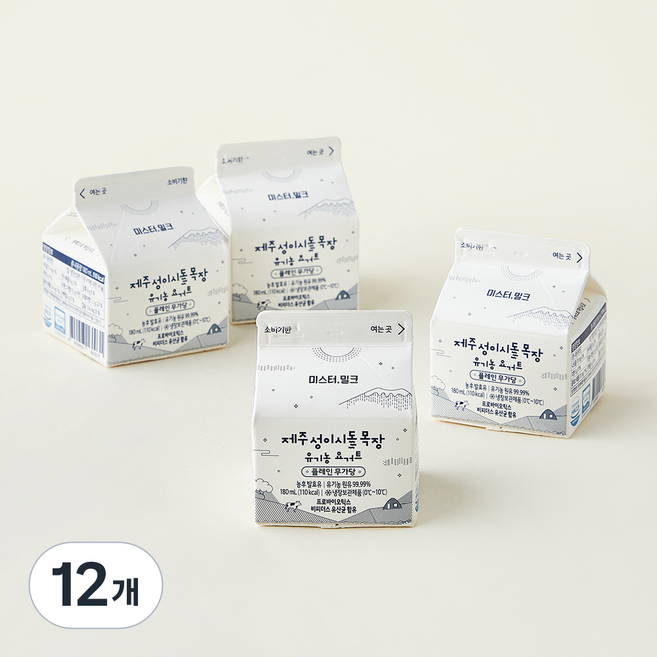 제주성이시돌목장 유기가공식품 인증 요거트, 180ml, 12개