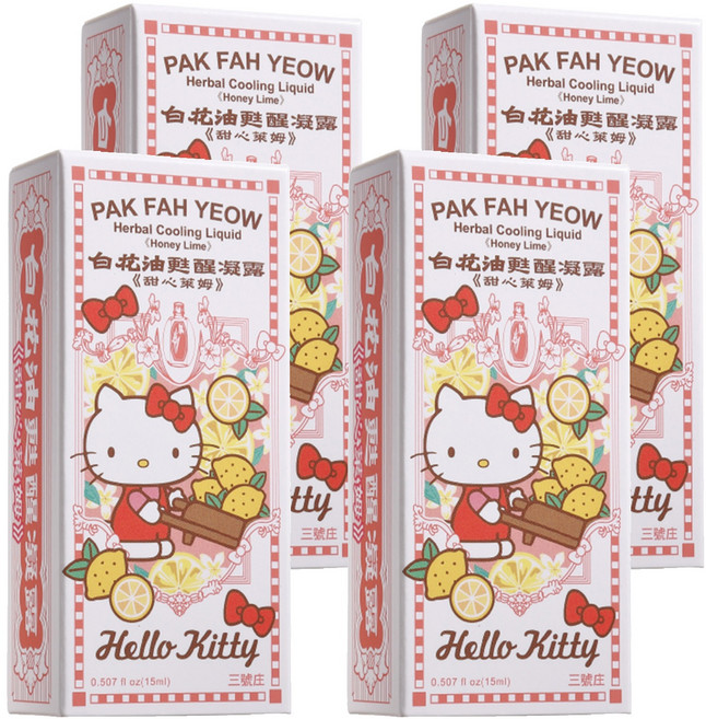 白花油 甦醒凝露 甜心萊姆 Hello Kitty 限定版, 15ml, 4瓶