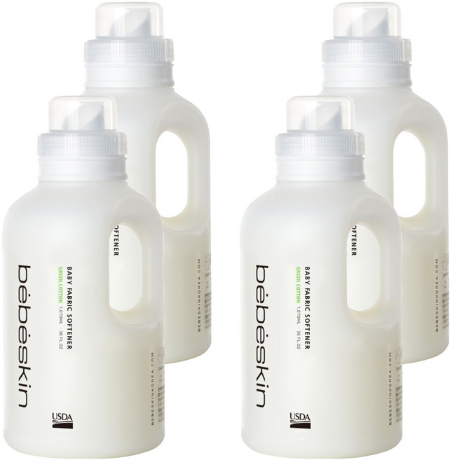 베베스킨 베이비 고농축 섬유유연제 그린코튼향, 1.07L, 4개