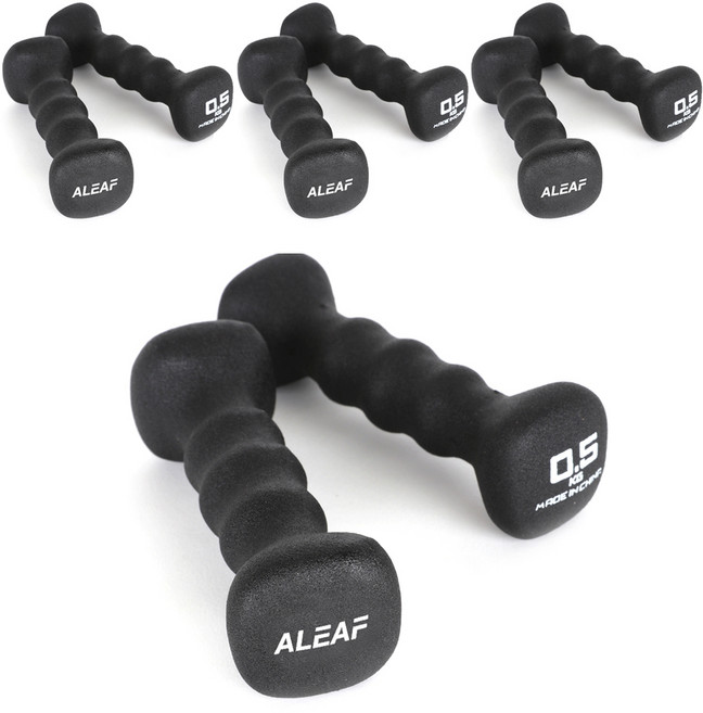 ALEAF 氯丁橡膠方形啞鈴 黑色, 0.5kg, 8個