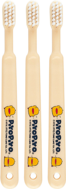 PiYOPiYO 黃色小鴨 幼童牙刷 1.5歲以上, 黃色, 1入, 3支