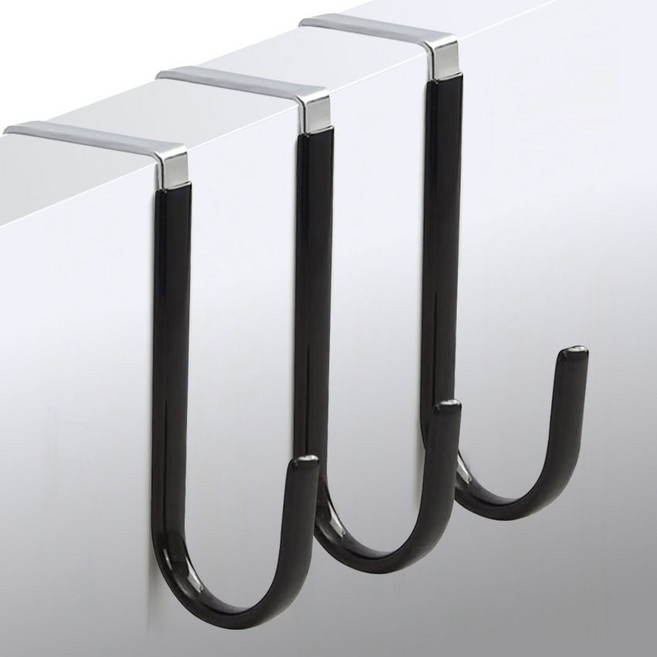 TheLiving 걸이식 논슬립 도어 후크, 블랙, 3개