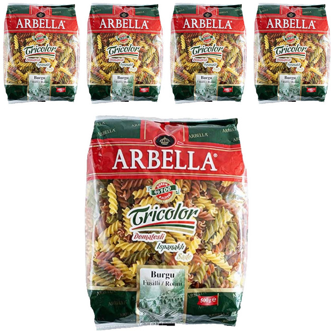아르벨라 듀럼기다 삼색 푸질리 파스타면, 5개, 500g
