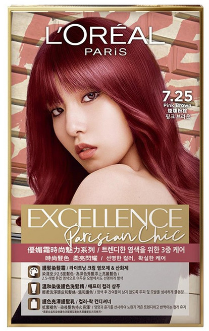L'OREAL PARiS 巴黎萊雅 台灣公司貨 優媚霜時尚魅力系列 染髮霜, 7.25 煙燻粉棕, 1盒