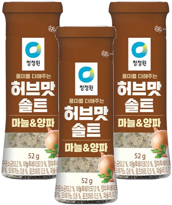 청정원 허브맛솔트 마늘&양파, 52g, 3개