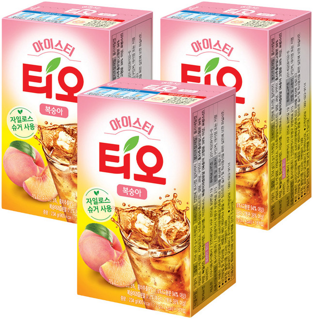동서티오 아이스티 복숭아맛, 13g, 18개입, 3개