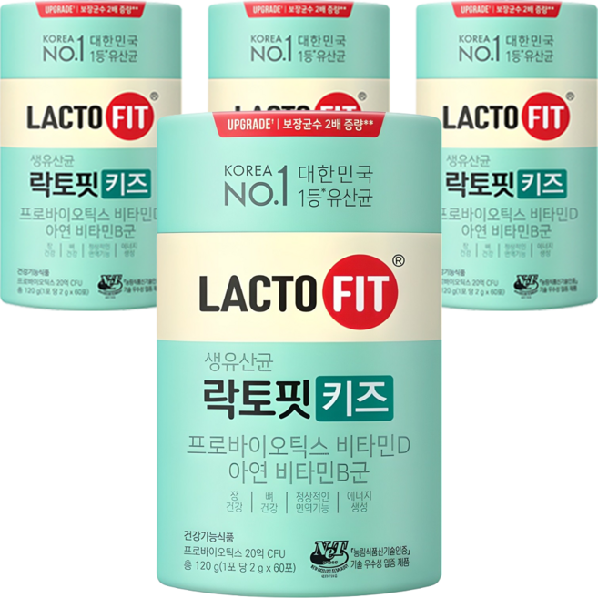 Chong Kun Dang 鍾根堂 LACTO-FIT 孩童益生菌粉隨身包 60條入, 120g, 4罐