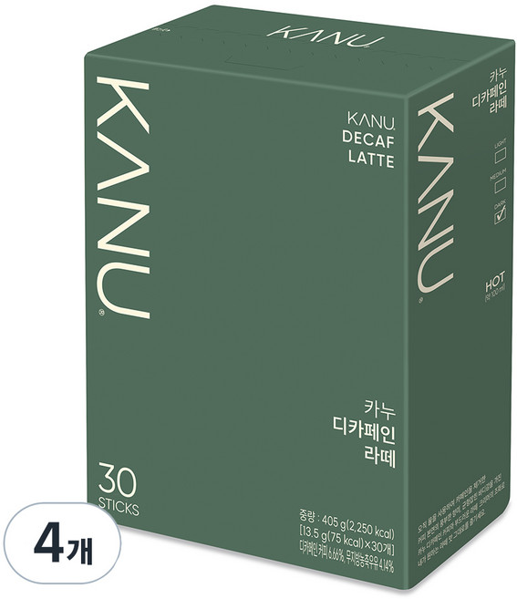 카누 디카페인 라떼 스틱커피, 13.5g, 30개입, 4개