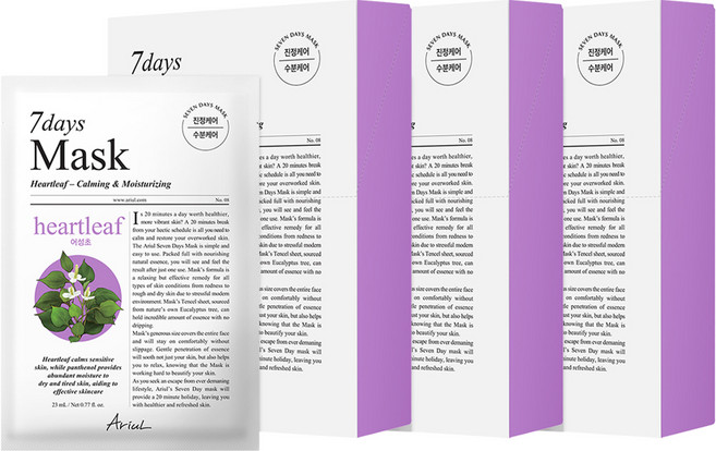 아리얼 세븐데이즈 어성초 P 마스크팩, 10개입, 3개
