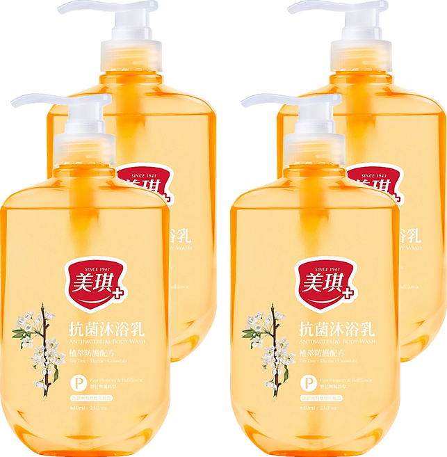 美琪 抗菌沐浴乳 梨花與風鈴草 三重植萃防護配方, 4瓶