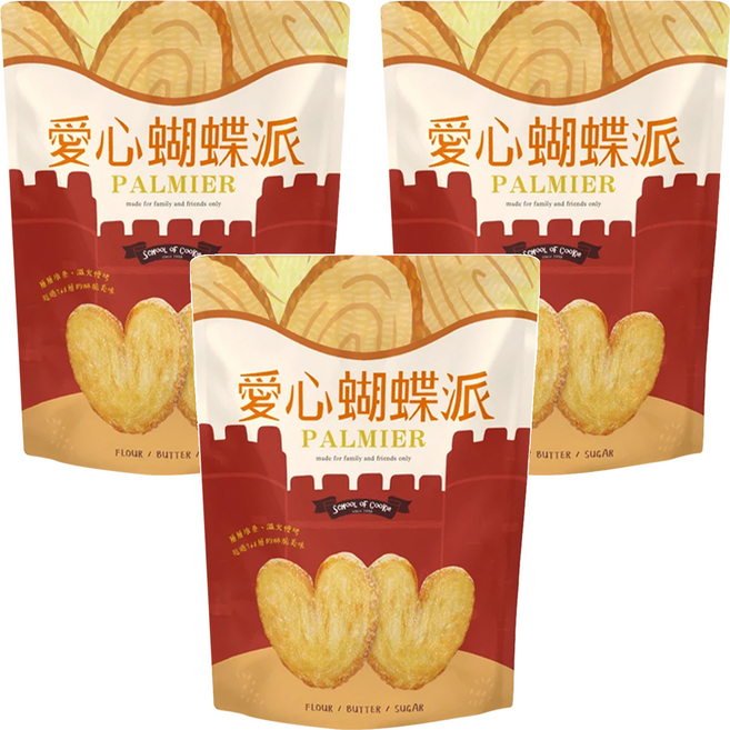 School of Cookie 台灣優格餅乾學院 愛心蝴蝶派, 230g, 3包