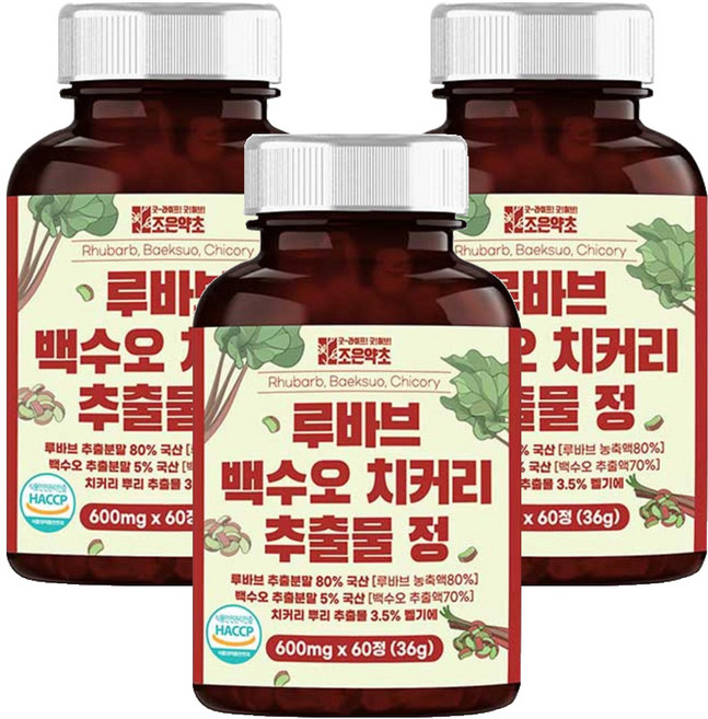 조은약초 루바브 백수오 치커리 추출물 정, 3개, 36g