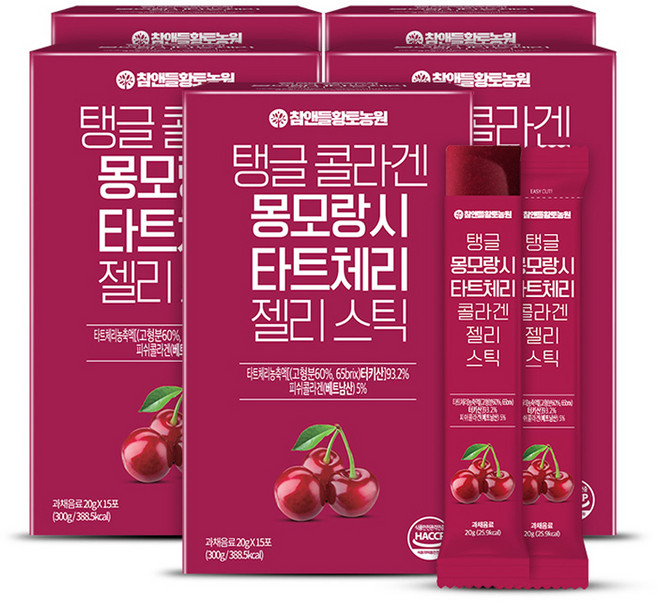 참앤들황토농원 탱글 콜라겐 몽모랑시 타트체리 젤리스틱 15p, 300g, 6개