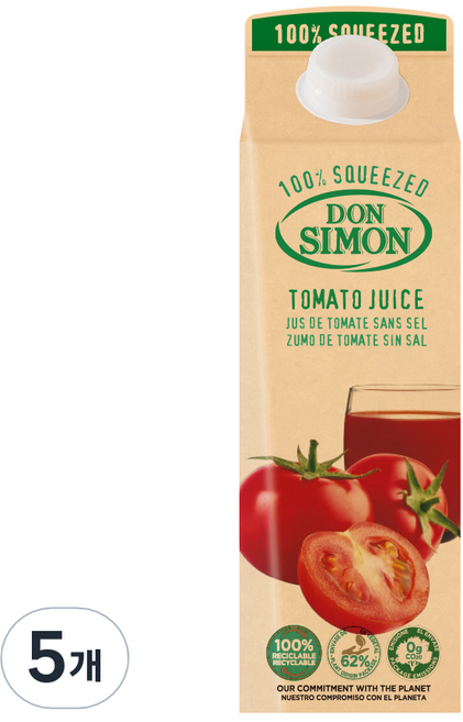돈시몬 착즙 토마토 주스, 1L, 5개