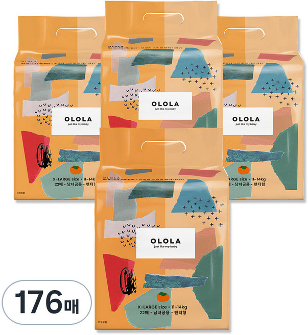 OLOLA 스킨핏 팬티형 기저귀 남녀공용, 특대형(XL), 176매