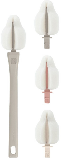 마더케이 리필형 스펀지 롱핸들 젖꼭지솔 세트, 1세트, 베이지