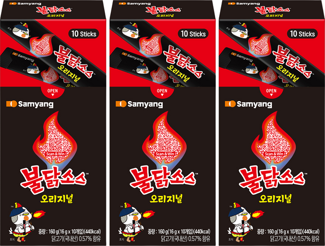 불닭 삼양식품 소스 스틱, 160g, 3개